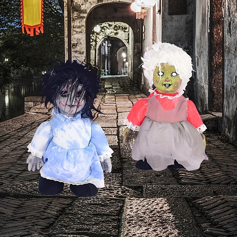 Ugly Dolls, Halloween Scary Doll Voice-activated Battery Powered Creepy Dolls Halloween Prop for Party Haunted House3