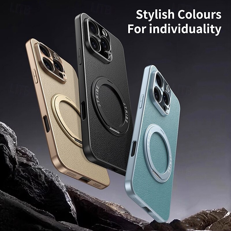 Phone Case For iPhone 17 Pro Max 17 Air 16 Pro Max Plus 16 Back Cover with Stand Holder Shockproof Retro TPU PU Leather2
