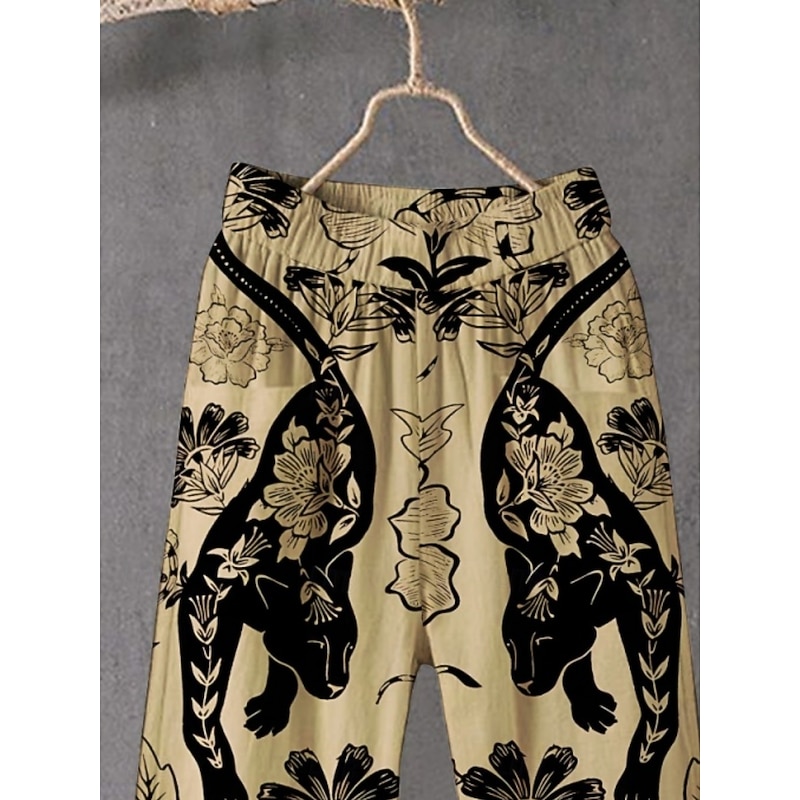 Women's Chinos Pants Trousers Streetwear Casual Full Length High Waist Floral Elastic Waist Print Breathability Comfortable Stretchy Vacation Street Daily Wear Yellow Summer Spring Fall Regular Fit3