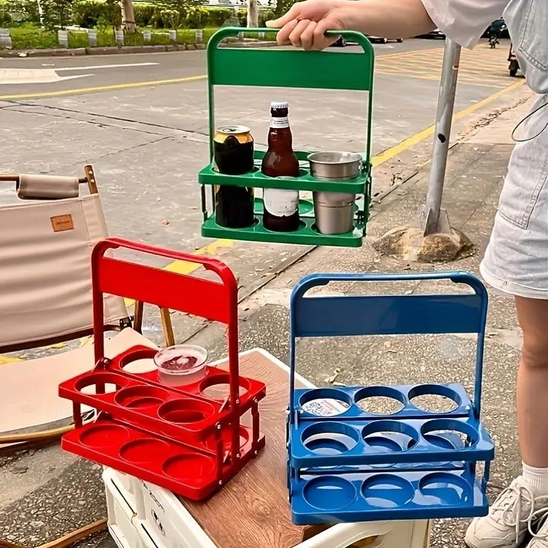 Foldable Plastic Beer Carrier Basket – Portable Outdoor Camping Drink Rack for Home, Commercial Use & Festive Party Beverage Storage and Transport2