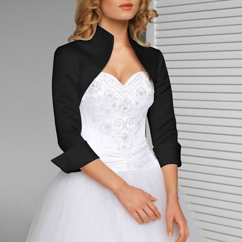 Shawls Women's Wrap Bridal's Wraps Pure Elegant Long Sleeve Satin Wedding Wraps With Pure Color For Wedding Fall & Winter dress to impress4