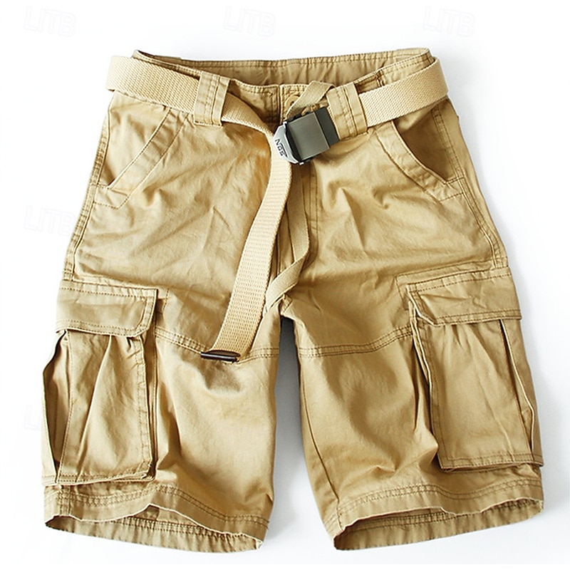 Men's Cargo Shorts Shorts Summer Shorts Multi Pocket Flap Pocket Plain Camouflage Comfort Wearable Knee Length Outdoor Sport Daily Fashion Casual Camouflage Khaki