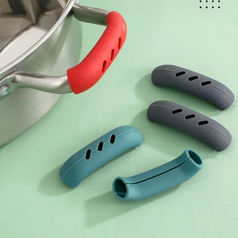 3 Pairs Silicone Anti-Scald Pot Handle Cover, Heat-Resistant and Wear-Resistant Kitchen Handle Protector for Saucepan, Steamer, Stockpot, and Hot Pot