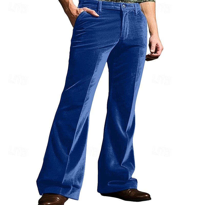 Men's Dress Pants Corduroy Pants Flared Pants Trousers Chinos Pocket Buttons Plain Comfort Formal Party Work Fashion Classic Style Army Green Blue Micro-elastic2