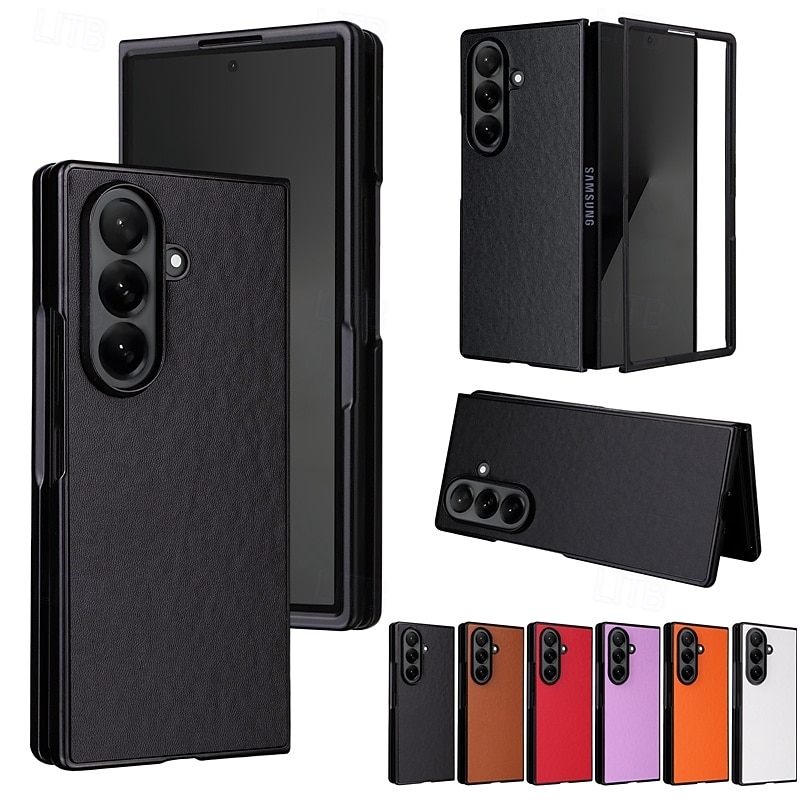 Phone Case For Samsung Galaxy Z Fold 7 Z Fold 6 Z Fold 5 Z Fold 4 Back Cover Shockproof Retro TPU PU Leather