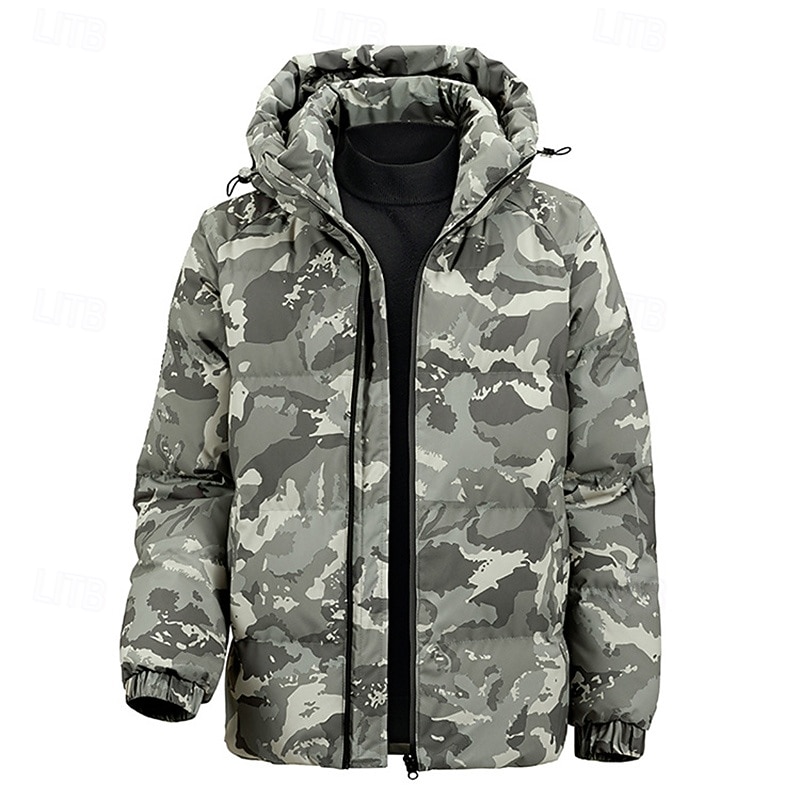 Men's Hiking Jacket Puffer Jacket Thermal Jacket Outdoor Thermal Hiking Outfits Hiking Clothes Winter Autumn / Fall Top Camping / Hiking / Caving Running Camo Army Green Blue Grey