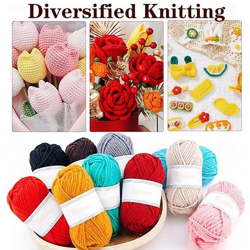 59Pcs/Set Portable Crochet Knitting Set DIY Beginner Crochet Hook Kit With Storage Bag Material Pack and Storage Tools Novice Portable Hand DIY Knitting Tools 1pc3