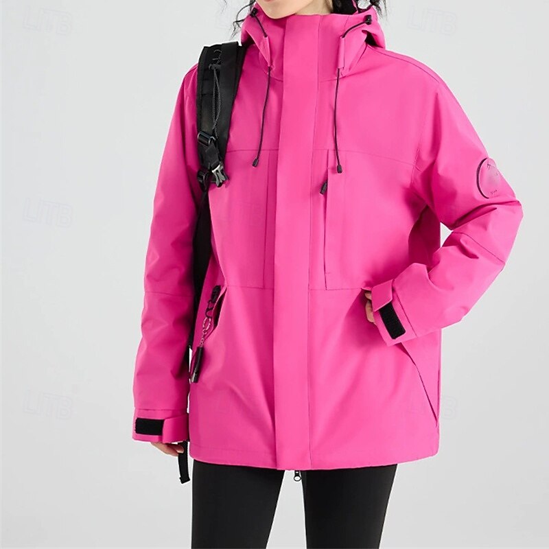 Women's Trench Coat Waterproof Rain Jackets Rain Coats Waterproof Windproof Zipper Pocket Fashion Outdoor Plain Going out Weekend Zipper Regular Hooded Regular Fit Long Sleeve Outerwear Black Yellow4