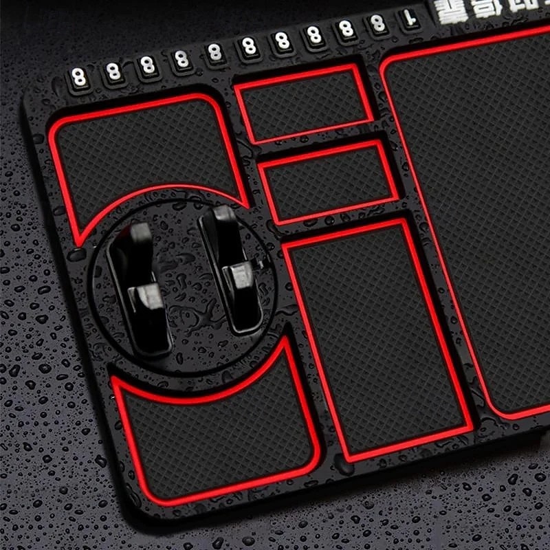 Anti-Skid Car Dashboard Sticky Pad, Multifunctional Silicone Phone Holder Mat with Temporary Parking Number Plate, GPS Mount and Storage Organizer for Car Console3