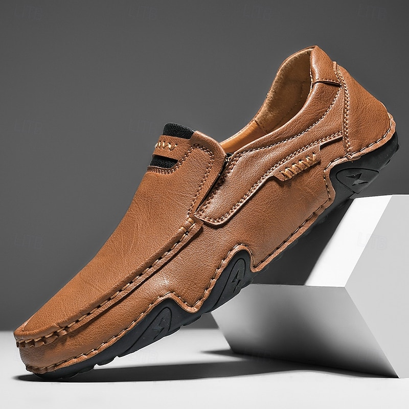 Men's Brown Slip-On Moccasin Driving Shoes – Flexible Casual Loafers for Weekend Getaways, Commuting and Summer Outings