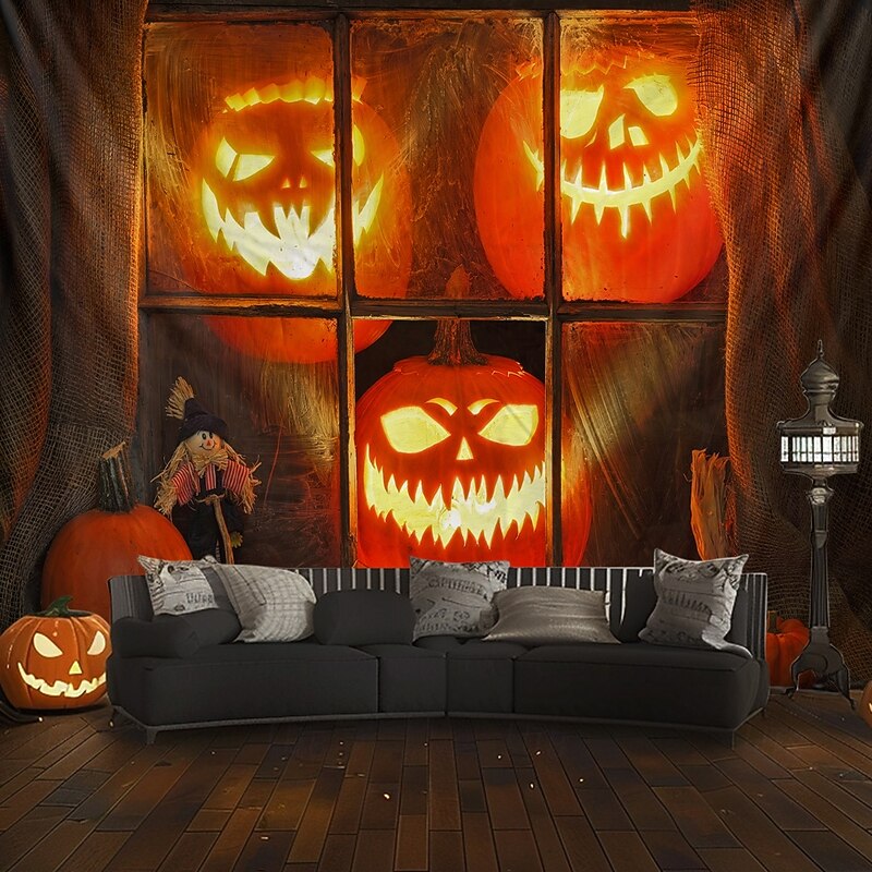 Halloween Tapestry Banners Wall Hangings Pumpkin 3D Dark Punk Gothic Style Party Dorm Shooting Backgrounds Home Decor2