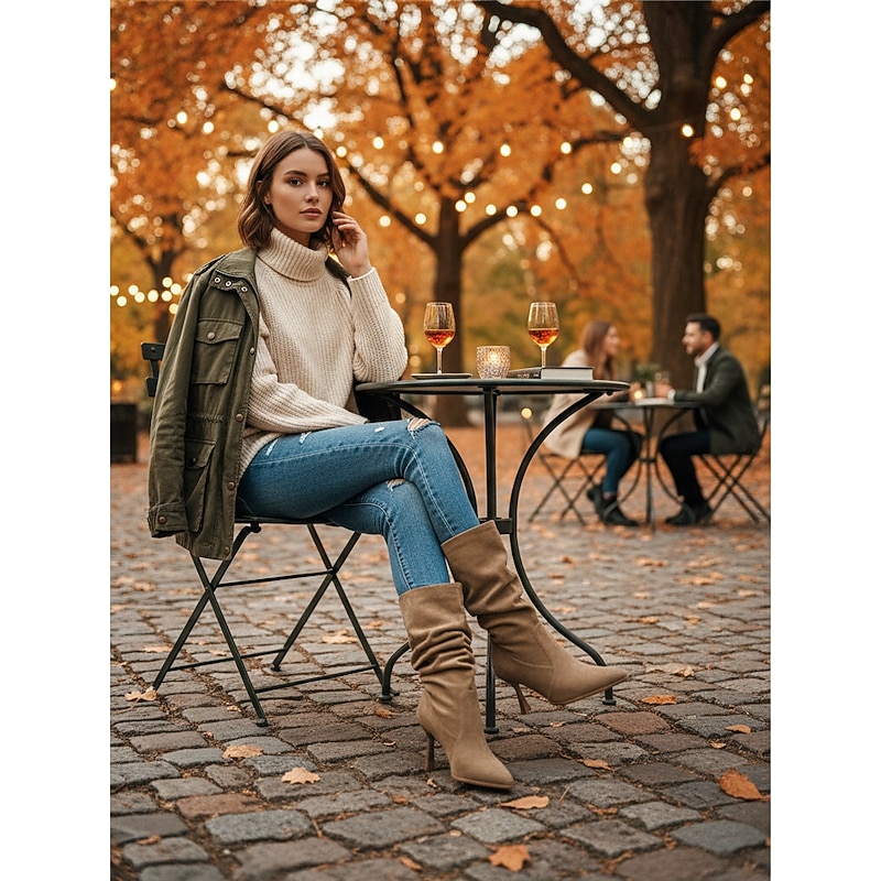 Women's Genuine Suede Slouch Boots with Wide Shaft, Comfortable Everyday Casual Style, Perfect for Urban Relaxed Fashion Outfits4