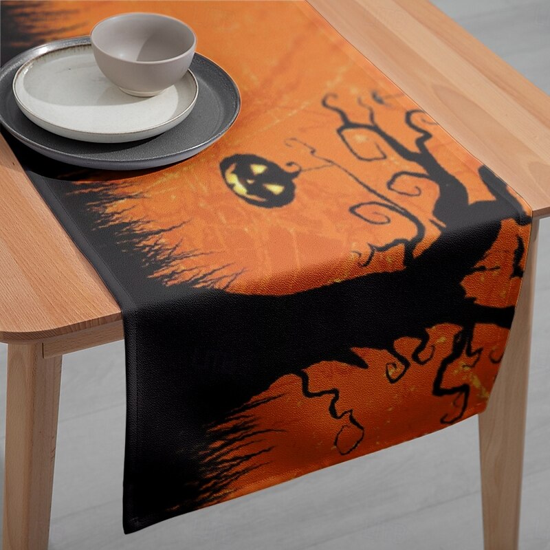 Halloween Pumpkin Table Runner - Digital Printed Rectangular Tablecloth 33x180cm for Restaurant Banquet & Event Decor3