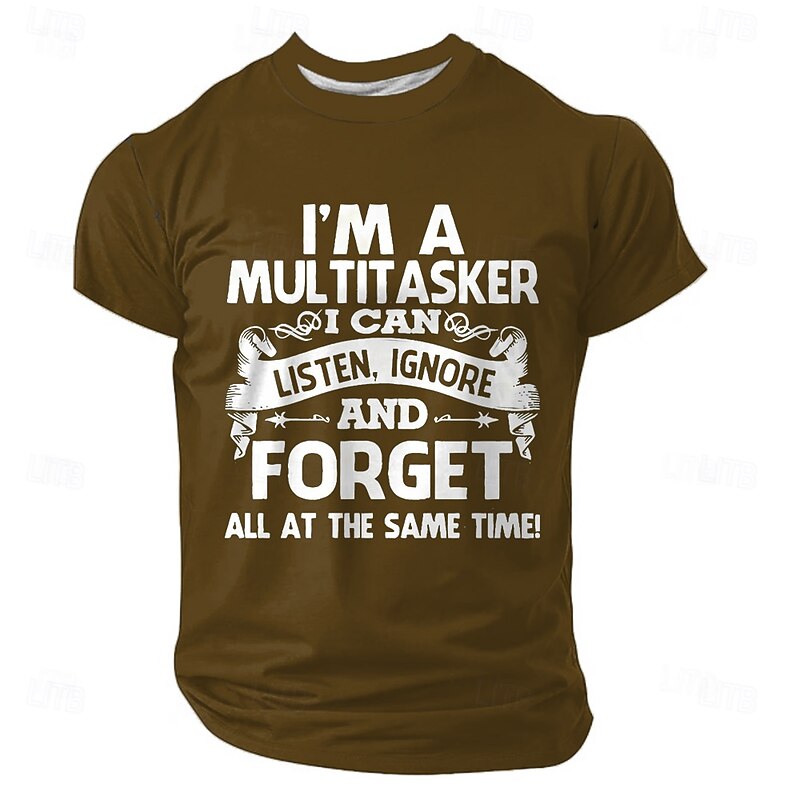 Men's T-Shirt - Funny Multitasker Listen, Ignore & Forget Lifestyle Humor Graphic Tee2