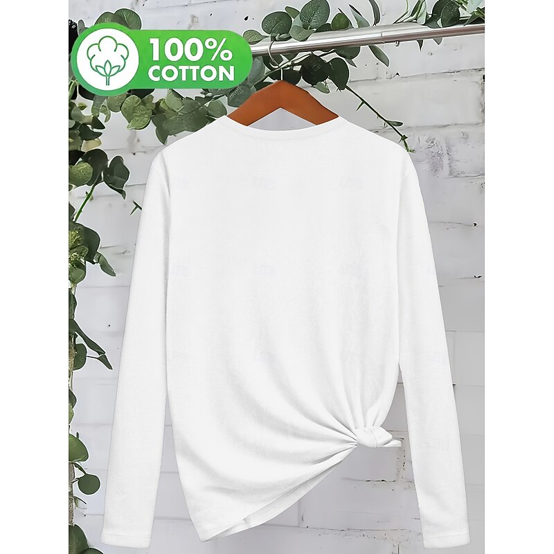 Halloween Women's Blouse Graphic Letter Vintage Stylish Classic Long Sleeve Crew Neck Regular Tops Daily Going out Print Black White Spring Fall2