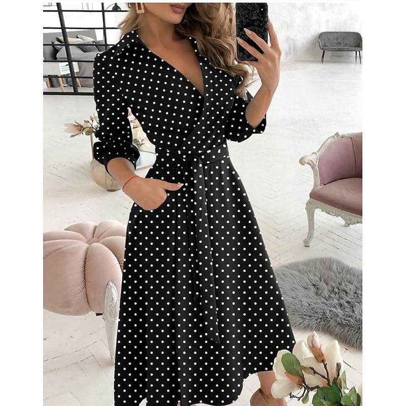 Women's Midi Dress Graduation Dress Blazer Dress Sheath Dress Wrap Dress Party Cocktail Formal Wedding Vacation Regular Fit Long Sleeve V Neck Black White Light Green Spring Fall Winter3