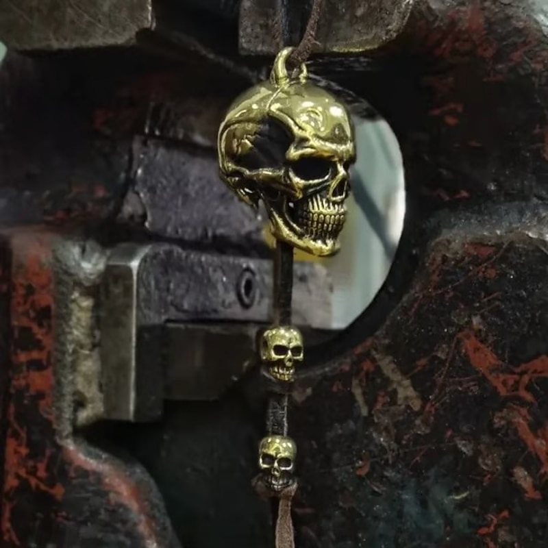 Halloween Skull Ornament Motorcycle Guardian Ride Bell Accessory Keychain, Pewter Gremlin Bell for Bikers, Brings Good Luck, Protects Against Evil Road Spirits and Mechanical Problems, Heavy Alloy Keyring Charm2