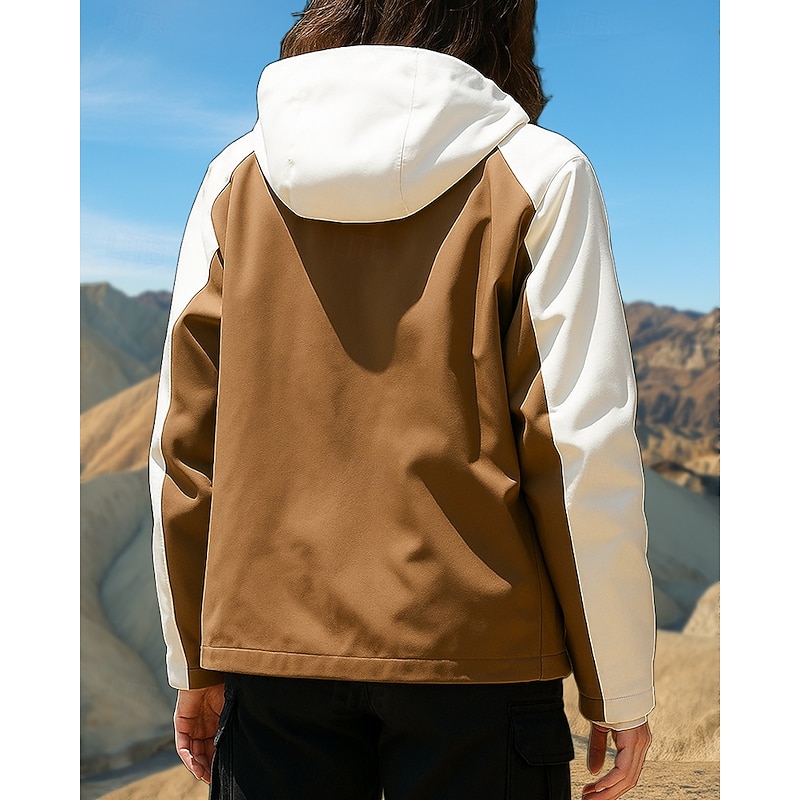 Women's Windbreaker Softshell Jacket Hiking Jacket 3 in 1 Jacket Winter Outdoor Patchwork Waterproof Windproof Top White Purple Khaki Coffee2
