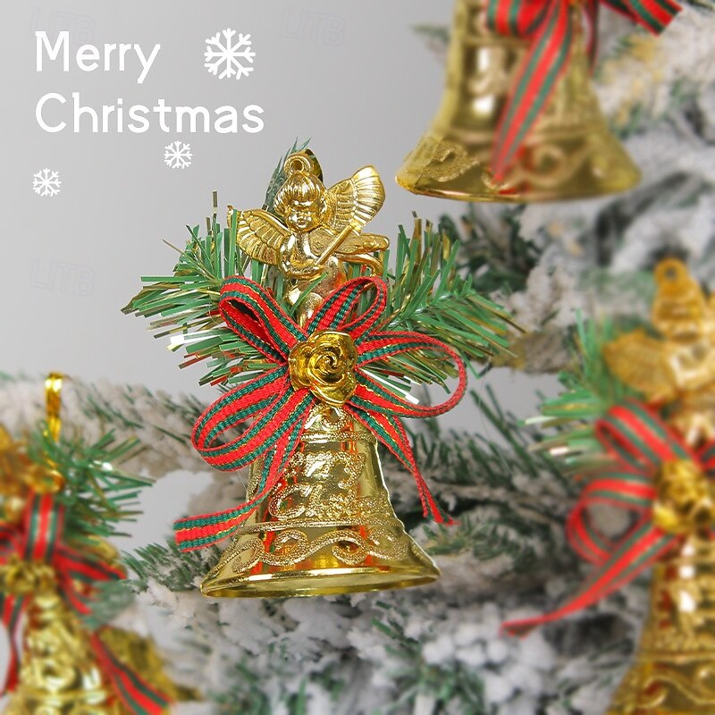 6PCS Christmas Bell Ornaments, Gold Jingle Bells Hanging Decorations for Xmas Tree, Holiday Party, and Home Decor2