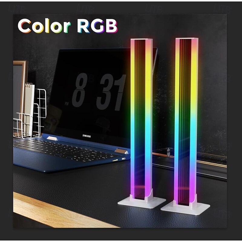 RGB LED Light Strip, Music Sync RGB IC LED Lights Bars, USB Powered Ambient Lighting, Remote Control Color Changing Gaming TV Backlight for Room PC Gaming Monitor Desk3