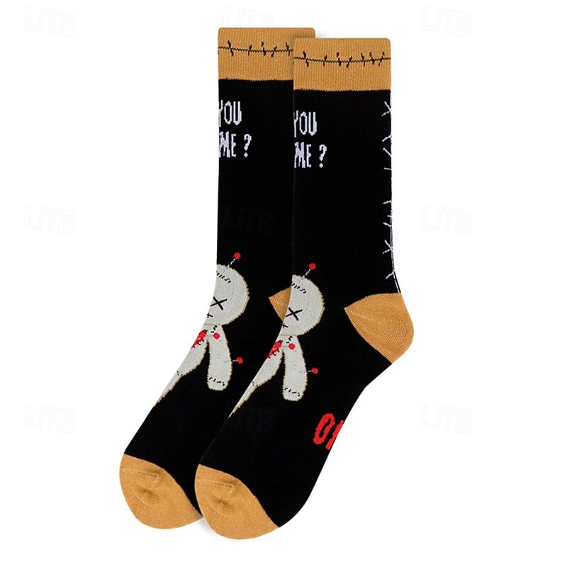 New Halloween Fun Skull Jacquard Socks, Unisex Cotton Streetwear Socks, Mid-to-High Crew Socks for Skateboarding and Casual Wear3