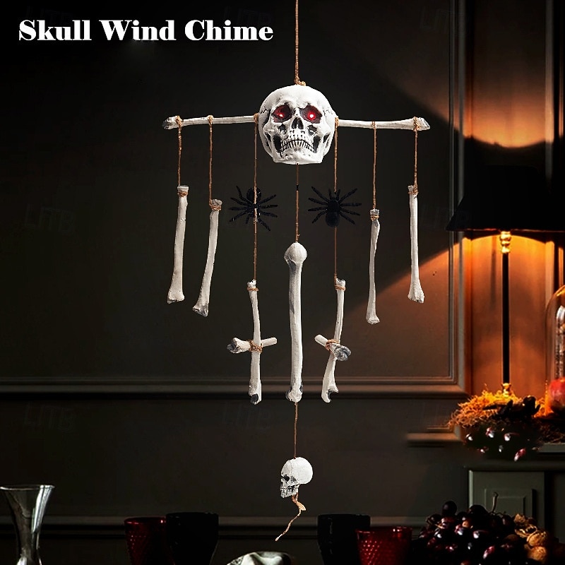 Halloween Skull Bone Wind Chime Hanging Decorations Haunted House Secret Room Creative Glowing Hanging Ghosts Horror Atmosphere Decorative Props