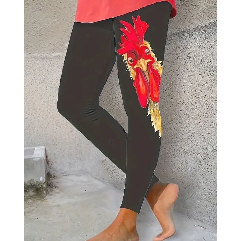 Women's Pants Trousers Leggings Cozy Leggings Streetwear Casual Full Length High Waist Animal Elastic Waist Print Breathability Comfortable Stretchy Vacation Street Daily Wear Black Summer Spring Fall