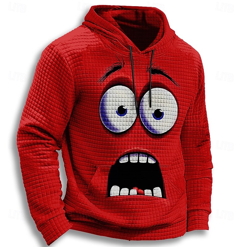 Men's 3D Hoodie Sweatshirt Gothic Crew Neck Party Gift Streetwear Red Blue Drawstring Fall Winter Designer3