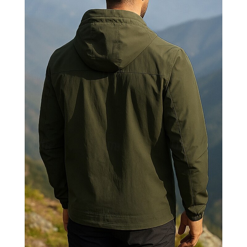 Men's Windbreaker Softshell Jacket Hiking Jacket Outdoor Waterproof Windproof Hiking Outfits Hiking Clothes Spring Autumn / Fall Top Camping / Hiking / Caving Running Black White Army Green2