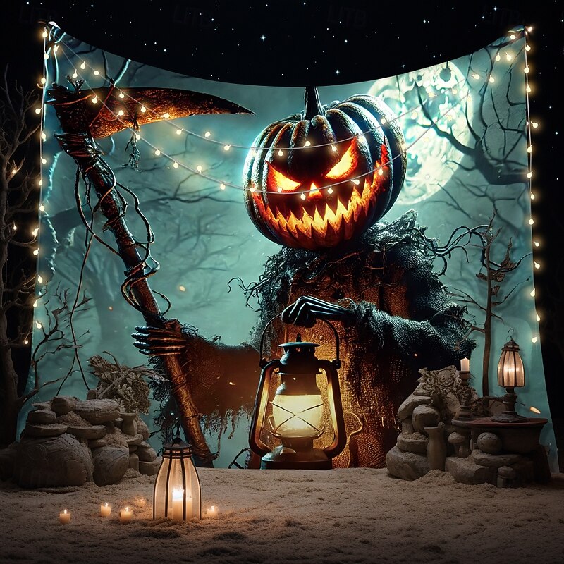 Halloween Tapestry Banners Wall Hangings Grim Reaper Pumpkin Dark Punk Gothic Style Party Dorm Shooting Backgrounds Home Decor3