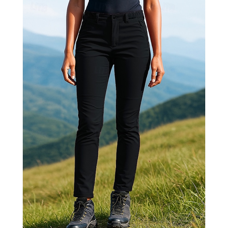 Women's Hiking Pants Trousers Waterproof pants Softshell Pants Outdoor Regular Fit Waterproof Windproof Bottoms Pocket Black Burgundy Camping / Hiking Running S M L XL4