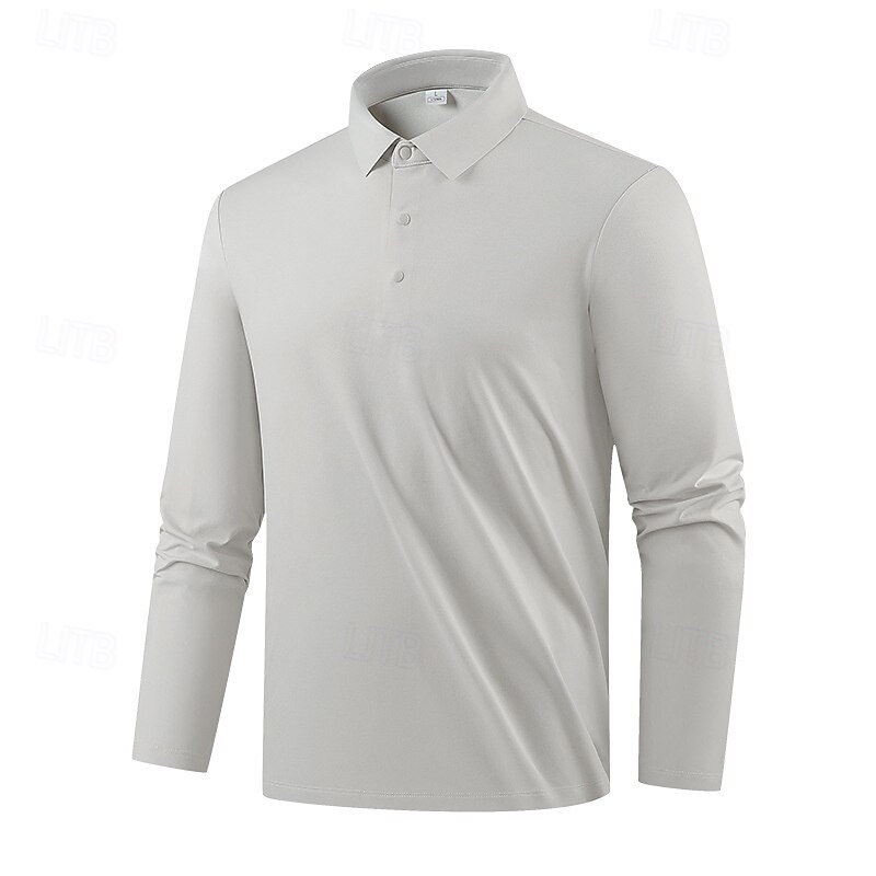 Men's Golf Polo Shirt Hiking Shirt Hiking top Long Sleeve Turndown Top Outdoor UV Sun Protection Quick Dry Breathable Polyester Dark Grey Black Light Grey Tennis Golf Running3
