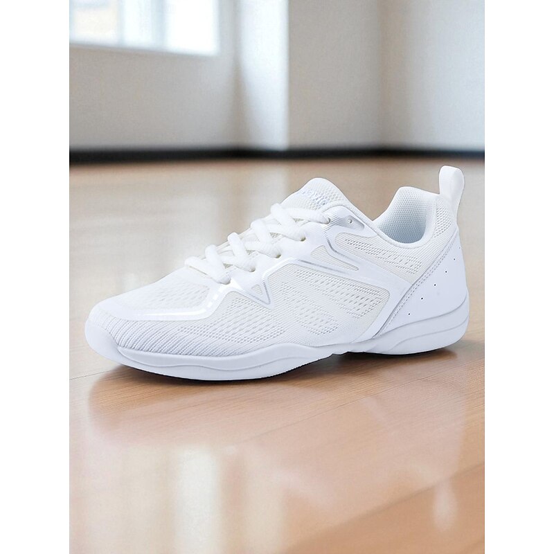 Women's White Flyknit Jazz Dance Sneakers - Lightweight Breathable Lace-Up Professional Training Shoes for Stage and Studio2