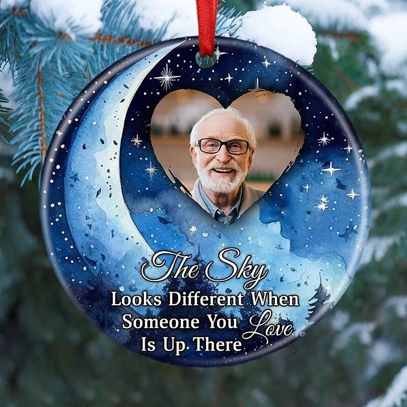 Personalized Christmas Photo Ornaments Custom Memorial Acrylic 2D Decor Christmas Tree Xmas Decoration Hanging Pendant Gifts