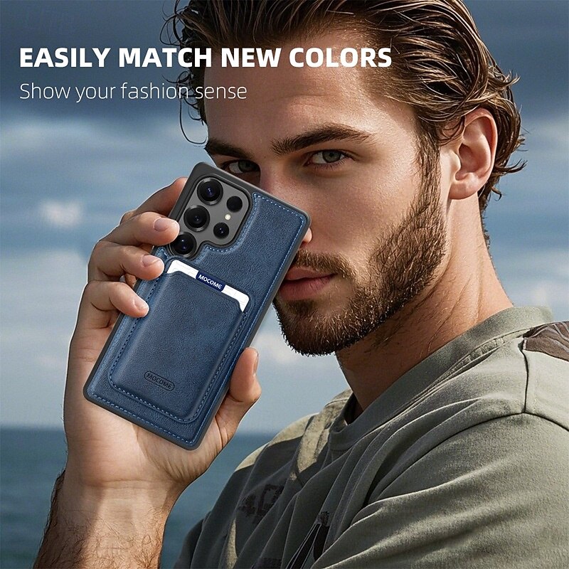 Phone Case For Samsung Galaxy S25 S25 Edge S24 S24 FE S23 Ultra Plus S22 Plus  Ultra Back Cover Magnetic Card Slot Shockproof Retro TPU PU Leather4