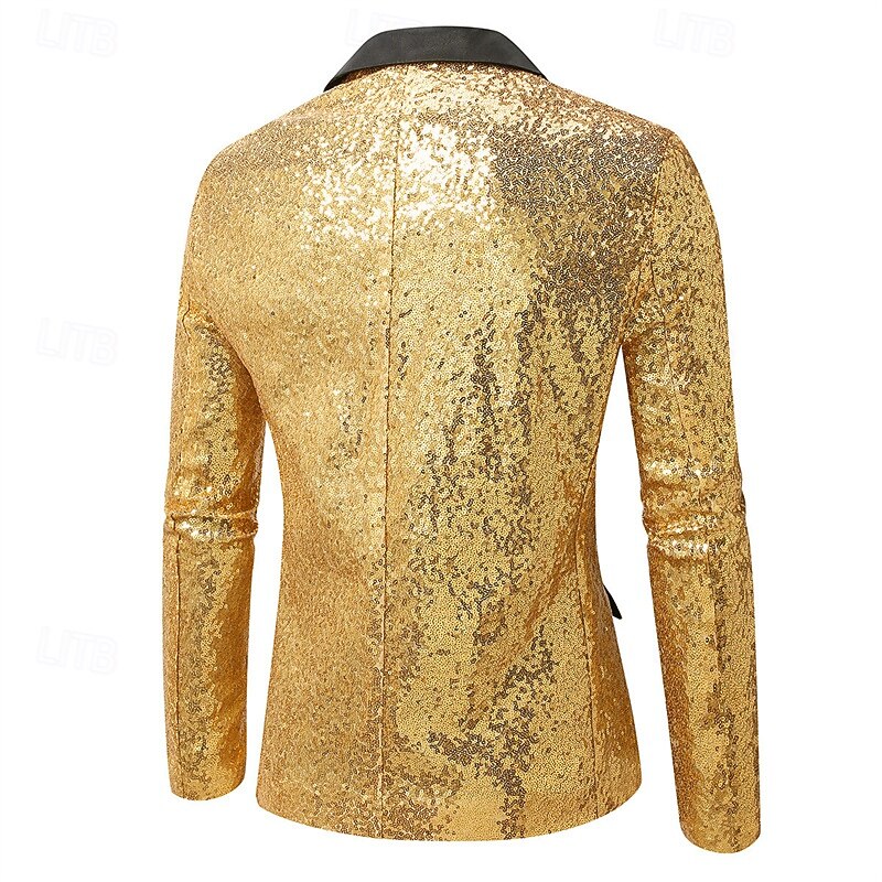 Men's Blazer Business Cocktail Party Wedding Party Fashion Casual Spring Fall Polyester Plain Pocket Buttons Comfortable Single Breasted Blazer Silver Black Red Royal Blue4