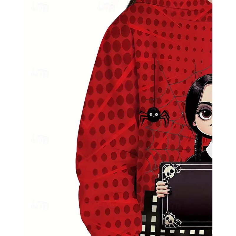 Girls' Cartoon Graphic Hoodie Sweatshirt Cute Girl Summer Gothic Long-Sleeve Breathable Fashion Halloween for Girls4