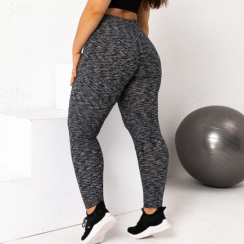 Women's Compression Pants Yoga Leggings Large Size Tummy Control High Waist Gym Athletic Running Bottoms Print Black Grey Fall Sports Activewear