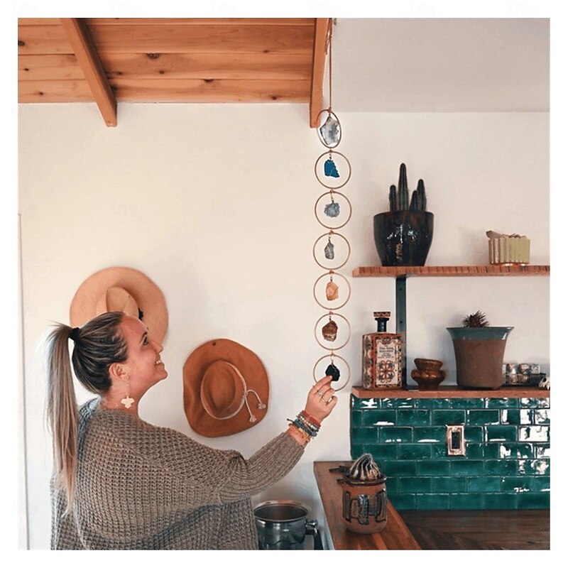 Crystal 7 Chakra Gemstone Wall Room Decor Tree Of Life Ornament Hanging Home Chakra Crystals Decoration Natural Stone2