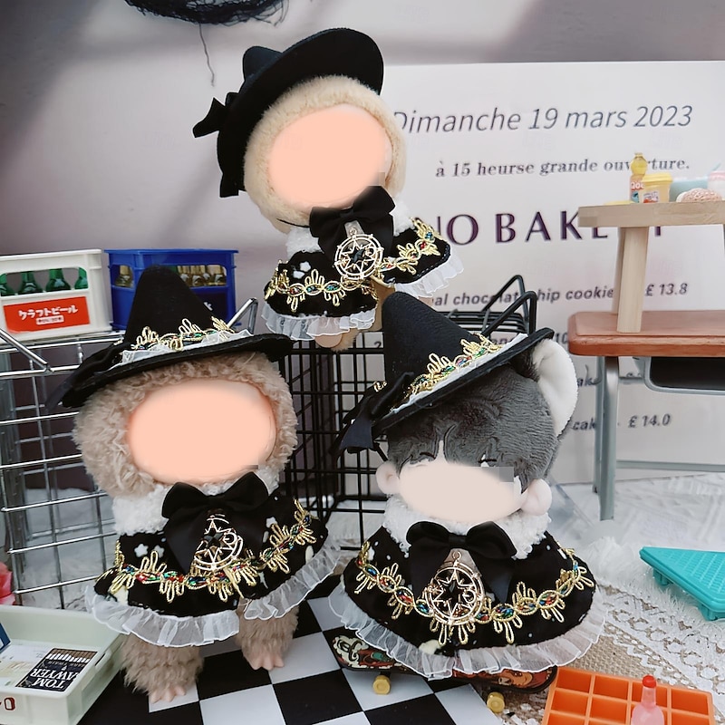 Doll Halloween Clothes Doll Witch Skirt Set Cute Skirt & Veil Costume Dressing Outfits Accessories for 6.69 Inch Doll (NO DOLL)4