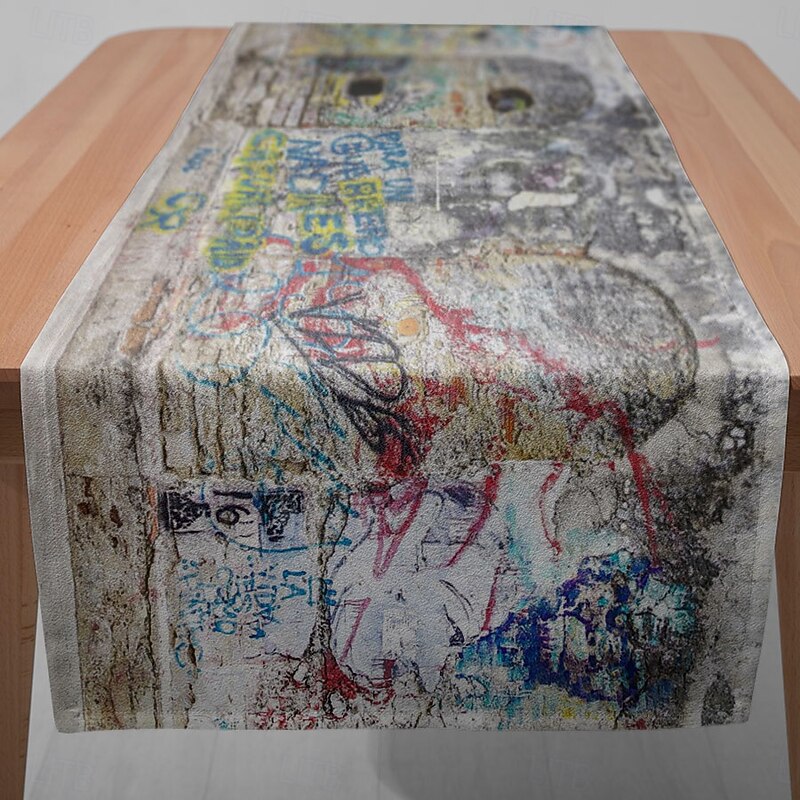 1PC Color Graffiti Table Runner Table Flag - Digital Printed Rectangular Tablecloth 33x180cm (13x70.5in) for Restaurant, Banquet, Party Decoration Supplies3