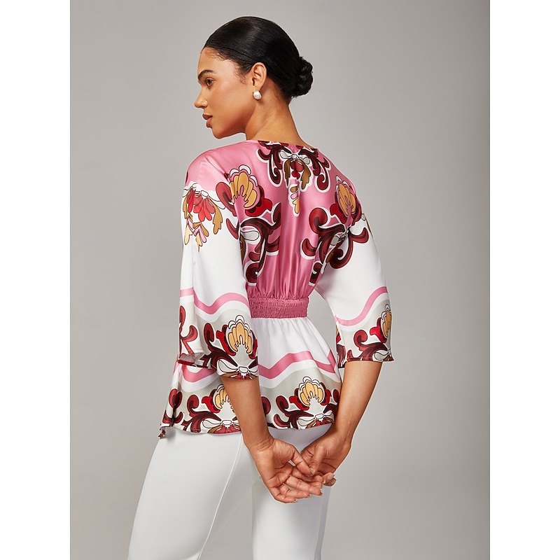 Women's Pink Printed Satin Top2