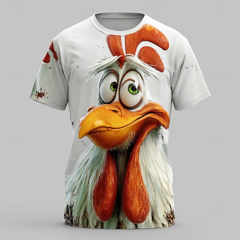 Men's Animal Funny T Shirt Short Sleeve T shirt 3D Print Crew Neck Round Neck Shirt Fashion Exaggerated Daily Party Street Casual White 1 White 2 White 3 Summer Spring Clothing Apparel S M L XL XXL2