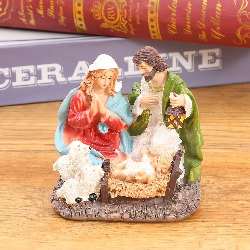 Christmas Nativity Scene Figurines, Resin Holy Family Mary, Joseph, Baby Jesus, Religious Christmas Decor, Nativity Manger Figurines3