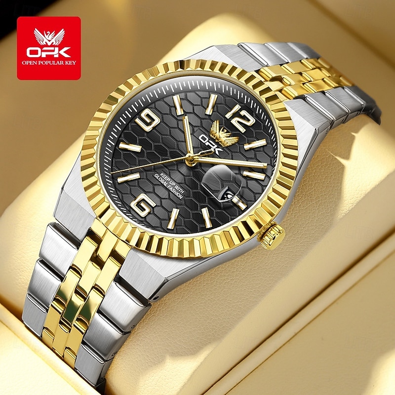 OPK Brand Men Quartz Watch Luxury Large Dial Fashion Business Luminous Calendar Waterproof Decoration Stainless Steel Strap Watch4