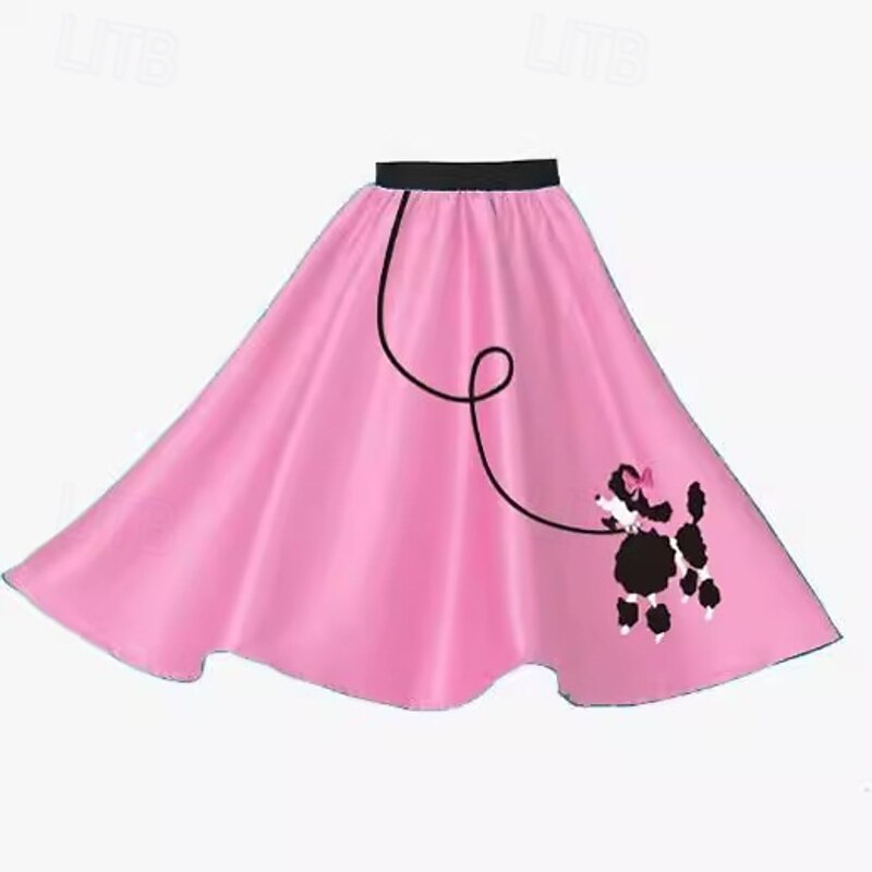 Retro Vintage 1950s Grease Outfits Skirt Poodle Skirts Fancy Dress Girls' Carnival Masquerade Performance Party Kid's Skirt3