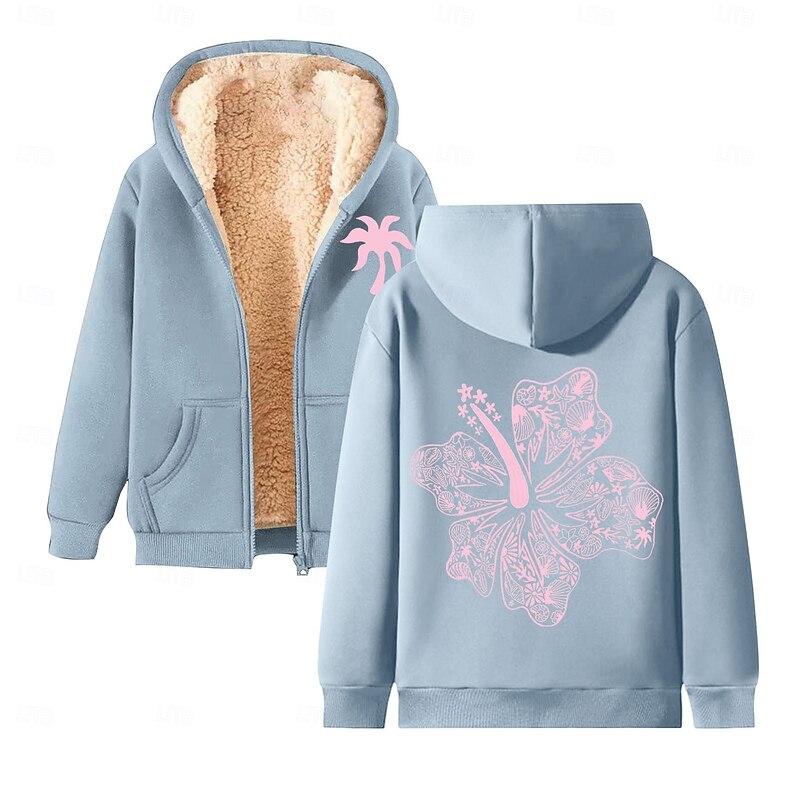 Men's Full Zip Hoodie Zip Up Hoodie Fleece Jacket Fleece Hoodie Black Wine Red Green Khaki Hooded Floral Graphic Plain Zipper Pocket Casual Daily Going out Polyester Streetwear Casual Fall & Winter - Main Image