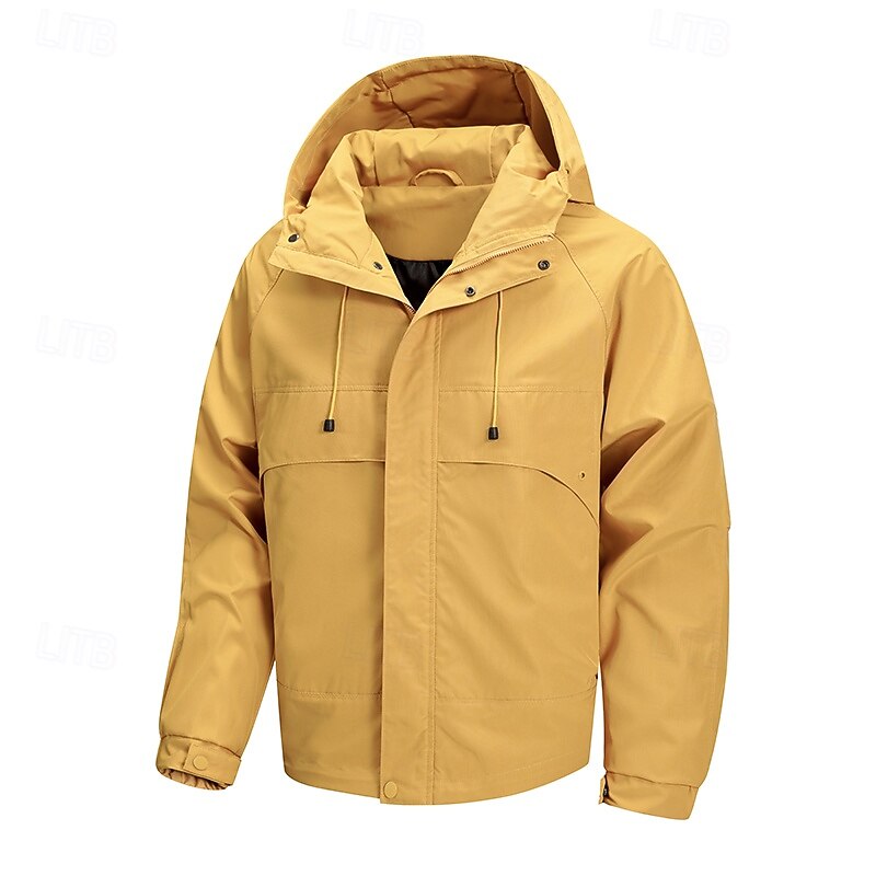 Men's Jacket Casual Jacket Outdoor Vacation Warm Zipper Pocket Fall Winter Plain Fashion Streetwear Standing Collar Regular Light Yellow Black Light Purple Khaki Jacket2