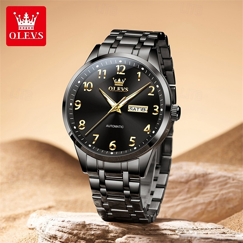 The New Olevs Stainless Steel Men'S Business Watch With Luminous Calendar And Day Display Waterproof Multi-Functional Automatic Mechanical Watch Casual And Simple Digital Versatile Men'S Wristwatch
