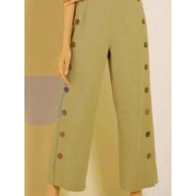 Women's Wide Leg Chinos Fashion Streetwear Basic Full Length High Waist Plain Elastic Waistband Comfy Soft Comfortable Micro-elastic Outdoor Vacation Street Black White Yellow Blue Spring Fall Loose4